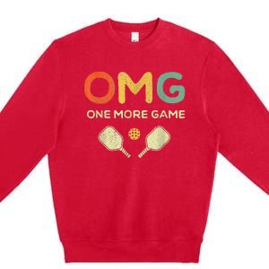 One More Game OMG Retro Pickleball Lover Ball Premium Crewneck Sweatshirt