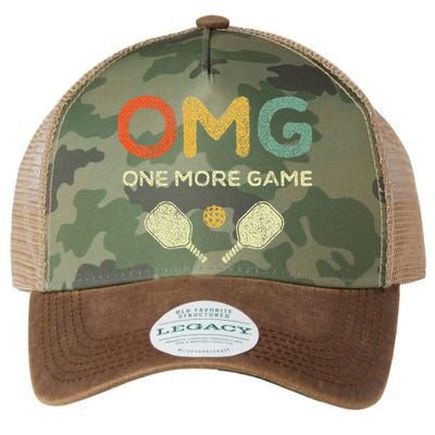 One More Game Omg Retro Funny Pickleball Lover Pickle Ball Legacy Tie Dye Trucker Hat