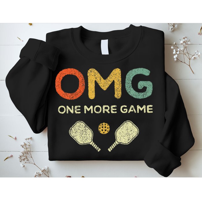 One More Game Omg Retro Funny Pickleball Lover Pickle Ball Sweatshirt