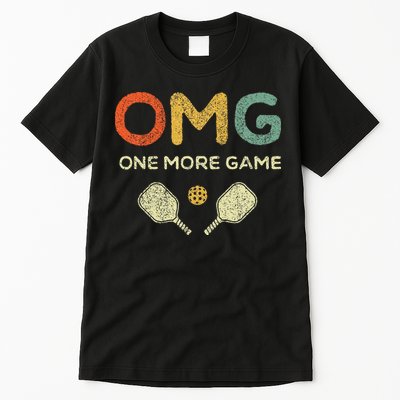 One More Game Omg Retro Funny Pickleball Lover Pickle Ball Tall T-Shirt