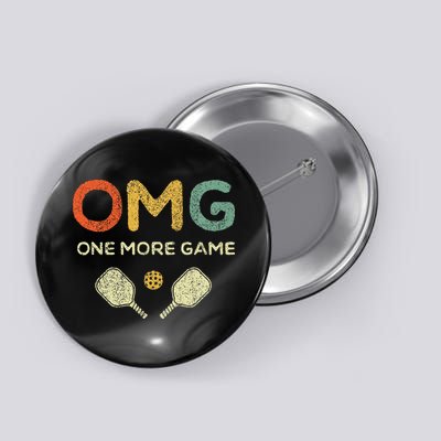 One More Game Omg Retro Funny Pickleball Lover Pickle Ball Button