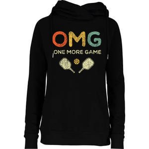 One More Game Omg Retro Funny Pickleball Lover Pickle Ball Womens Funnel Neck Pullover Hood