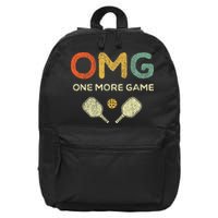 One More Game Omg Retro Funny Pickleball Lover Pickle Ball 16 in Basic Backpack