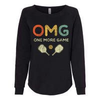 One More Game Omg Retro Funny Pickleball Lover Pickle Ball Womens California Wash Sweatshirt