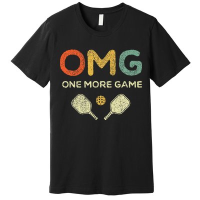 One More Game Omg Retro Funny Pickleball Lover Pickle Ball Premium T-Shirt