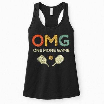 One More Game Omg Retro Funny Pickleball Lover Pickle Ball Womens Tank Top