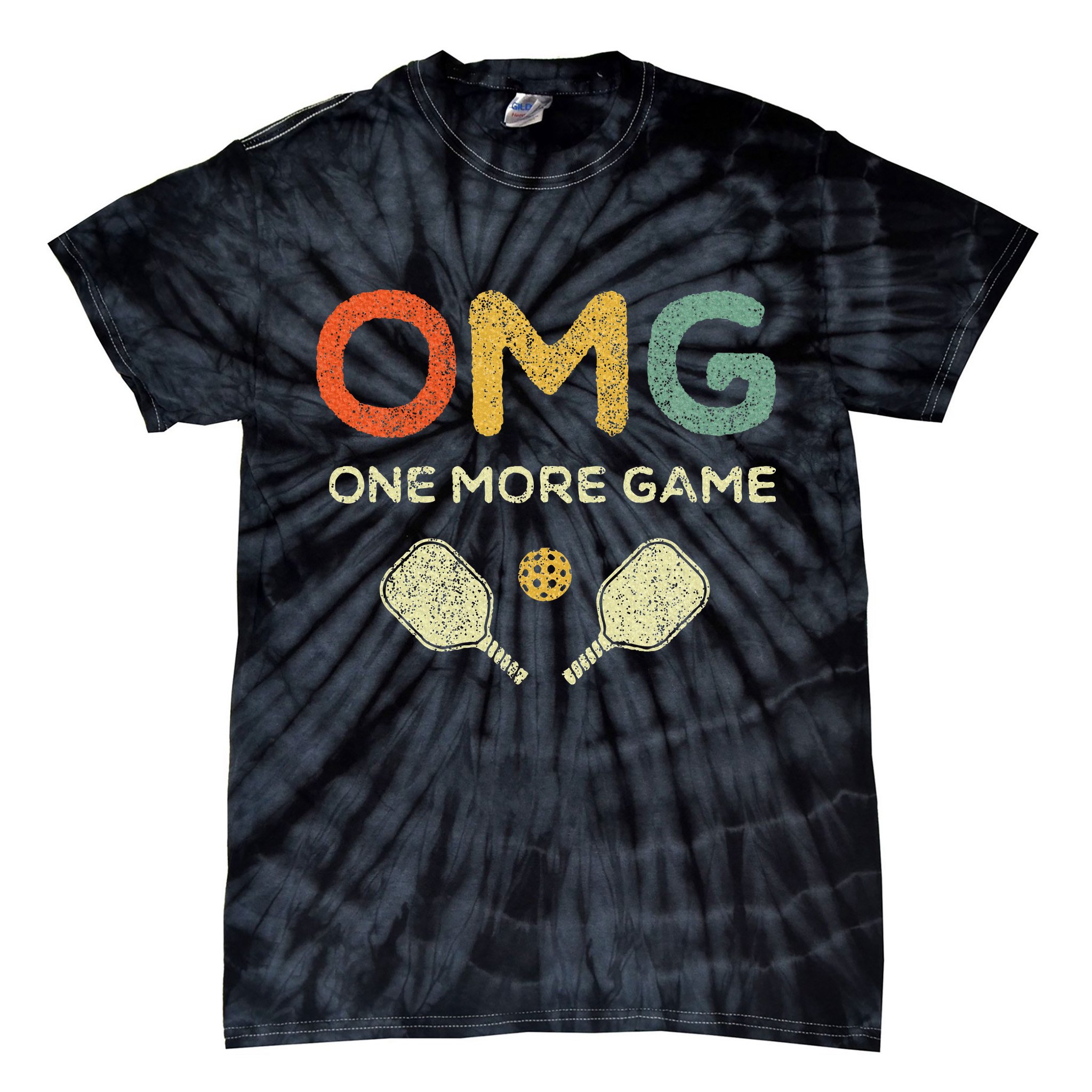 One More Game Omg Retro Funny Pickleball Lover Pickle Ball Tie-Dye T-Shirt