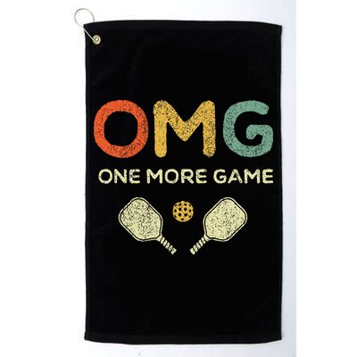 One More Game Omg Retro Funny Pickleball Lover Pickle Ball Golf Towel
