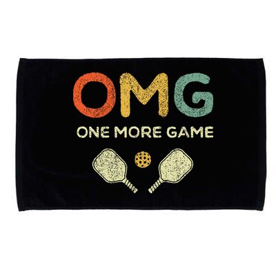 One More Game Omg Retro Funny Pickleball Lover Pickle Ball Microfiber Hand Towel