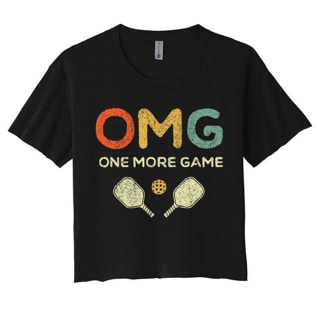 One More Game Omg Retro Funny Pickleball Lover Pickle Ball Crop Top