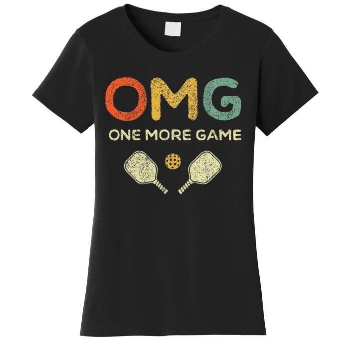 One More Game Omg Retro Funny Pickleball Lover Pickle Ball Women's T-Shirt