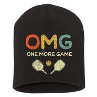 One More Game Omg Retro Funny Pickleball Lover Pickle Ball Short Acrylic Beanie