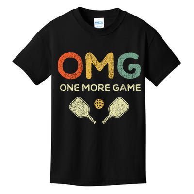 One More Game Omg Retro Funny Pickleball Lover Pickle Ball Kids T-Shirt
