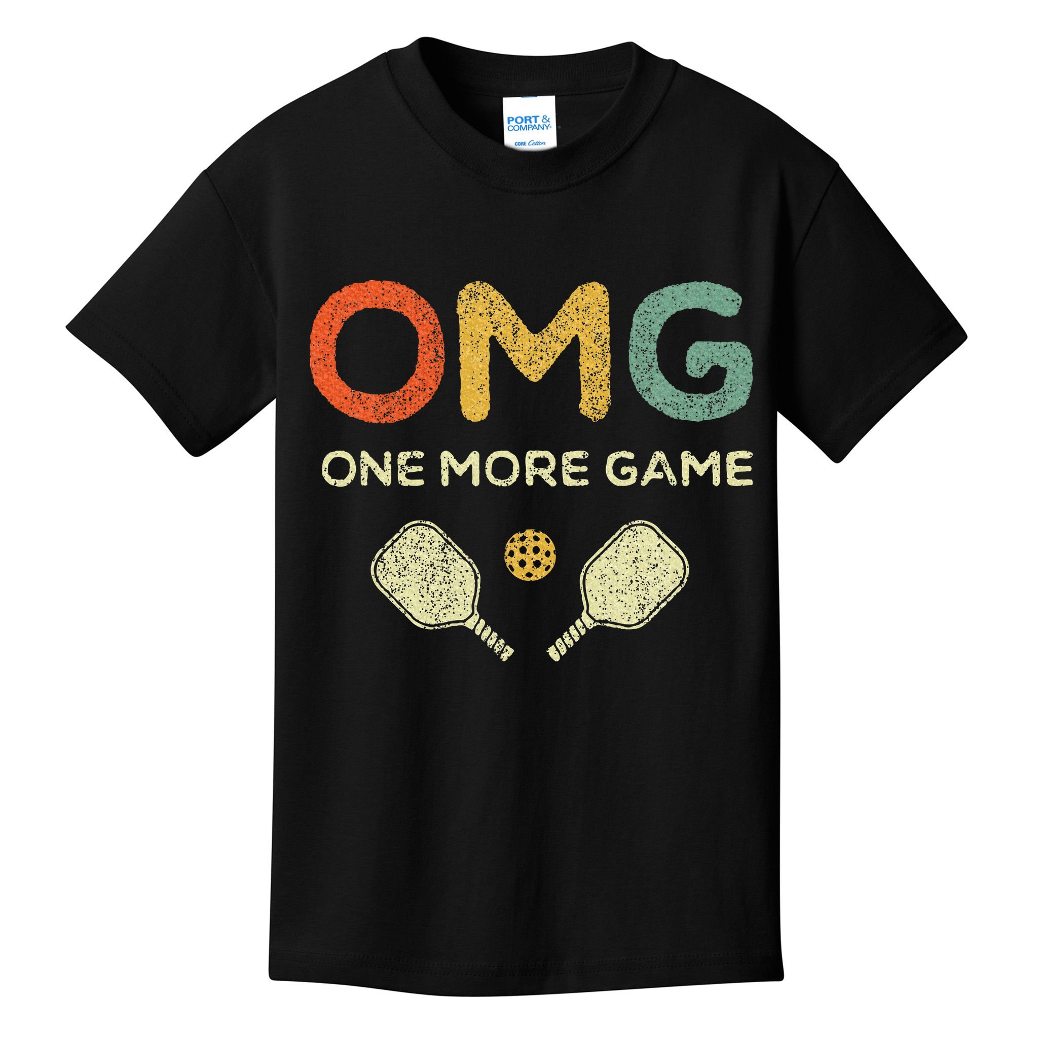 One More Game Omg Retro Funny Pickleball Lover Pickle Ball Kids T-Shirt