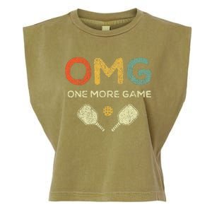 One More Game Omg Retro Funny Pickleball Lover Pickle Ball Garment-Dyed Women's Muscle Tee