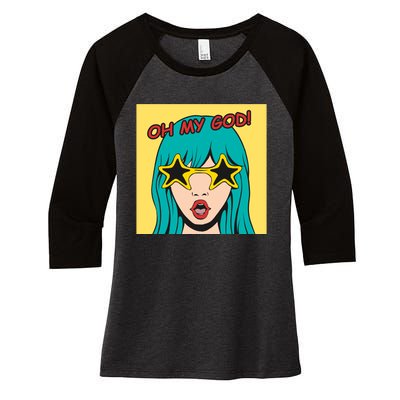 Oh My God Women's Tri-Blend 3/4-Sleeve Raglan Shirt