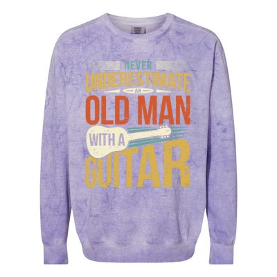 Old Man Guitar Player Saying Father Grandpa Man Guitarist Colorblast Crewneck Sweatshirt