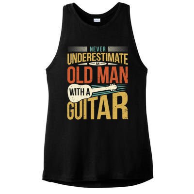 Old Man Guitar Player Saying Father Grandpa Man Guitarist Ladies PosiCharge Tri-Blend Wicking Tank