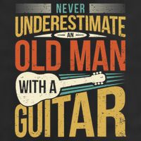 Old Man Guitar Player Saying Father Grandpa Man Guitarist 7 Panel Mesh Trucker Snapback Hat
