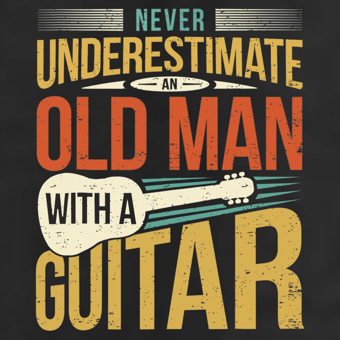 Old Man Guitar Player Saying Father Grandpa Man Guitarist 7 Panel Mesh Trucker Snapback Hat
