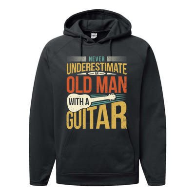 Old Man Guitar Player Saying Father Grandpa Man Guitarist Performance Fleece Hoodie