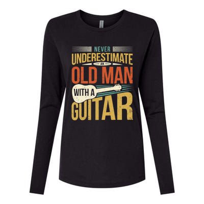 Old Man Guitar Player Saying Father Grandpa Man Guitarist Womens Cotton Relaxed Long Sleeve T-Shirt