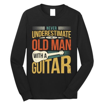 Old Man Guitar Player Saying Father Grandpa Man Guitarist Long Sleeve Shirt