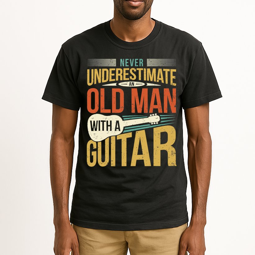 Old Man Guitar Player Saying Father Grandpa Man Guitarist Tall T-Shirt