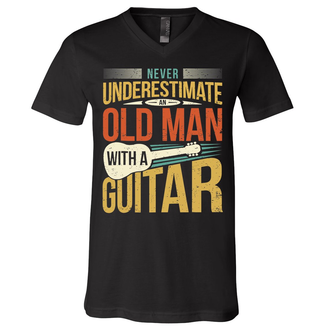 Old Man Guitar Player Saying Father Grandpa Man Guitarist V-Neck T-Shirt