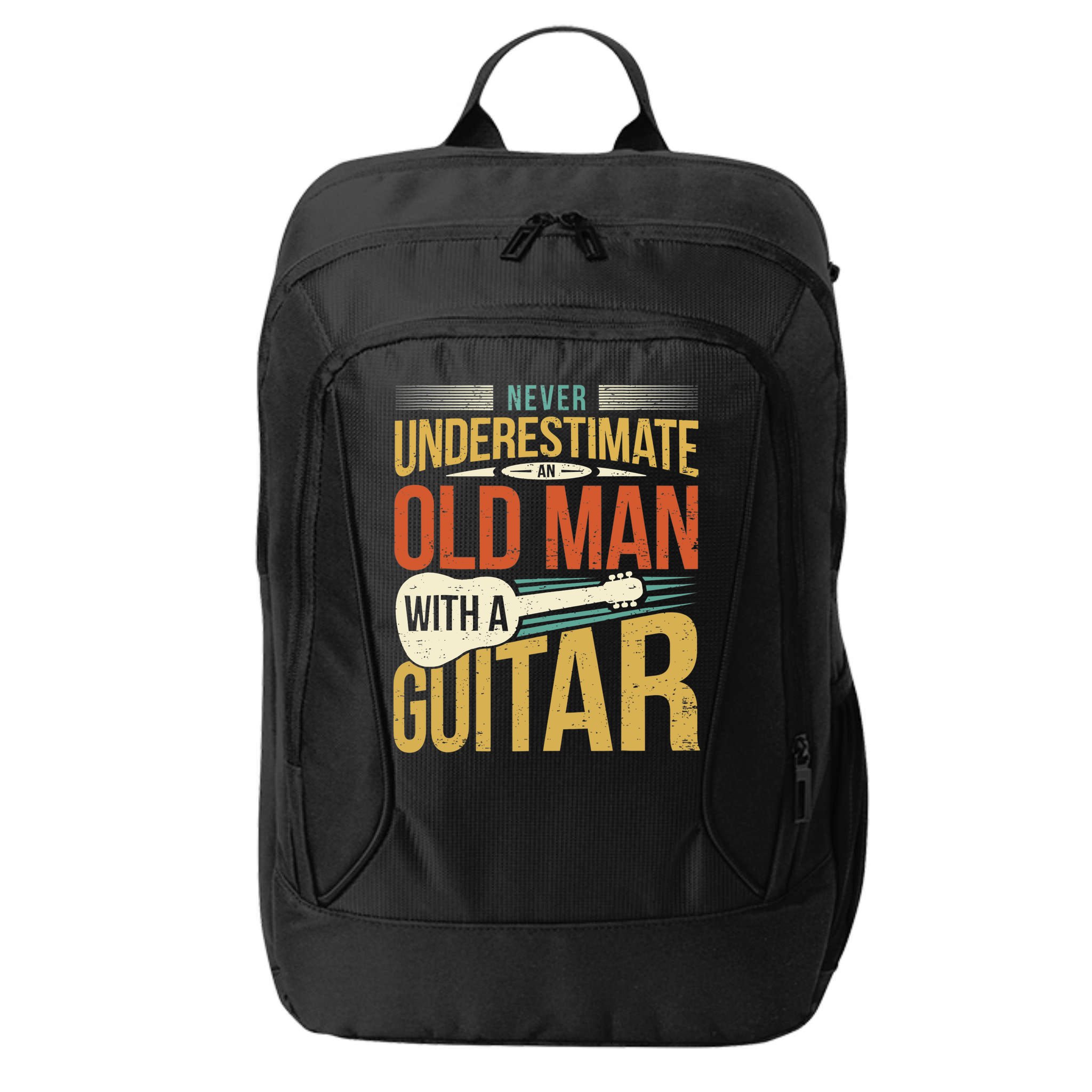Old Man Guitar Player Saying Father Grandpa Man Guitarist City Backpack