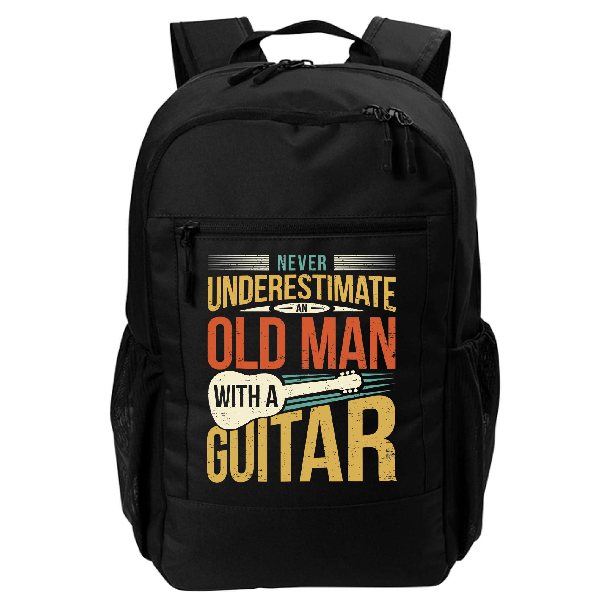 Old Man Guitar Player Saying Father Grandpa Man Guitarist Backpack