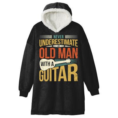 Old Man Guitar Player Saying Father Grandpa Man Guitarist Hooded Wearable Blanket