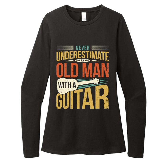 Old Man Guitar Player Saying Father Grandpa Man Guitarist Womens CVC Long Sleeve Shirt