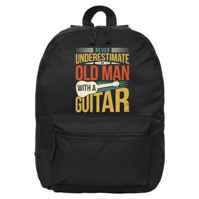Old Man Guitar Player Saying Father Grandpa Man Guitarist 16 in Basic Backpack