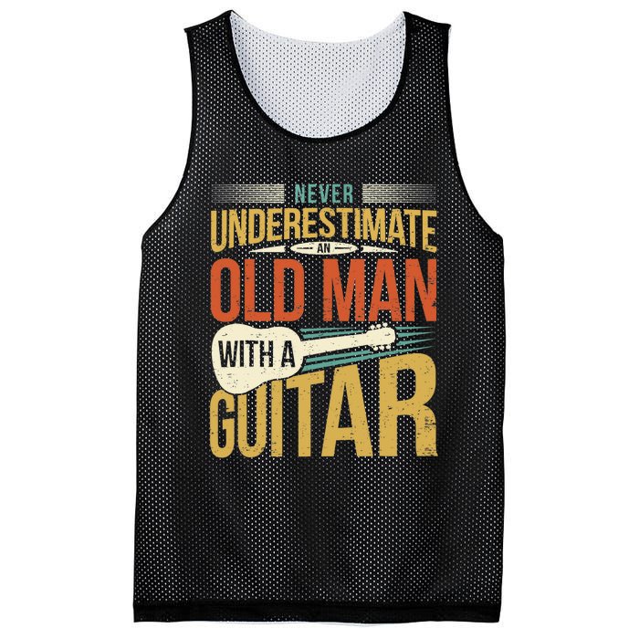 Old Man Guitar Player Saying Father Grandpa Man Guitarist Mesh Reversible Basketball Jersey Tank