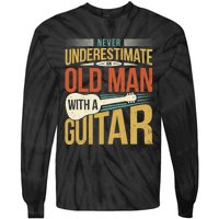 Old Man Guitar Player Saying Father Grandpa Man Guitarist Tie-Dye Long Sleeve Shirt