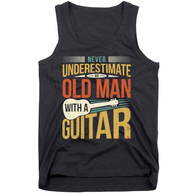 Old Man Guitar Player Saying Father Grandpa Man Guitarist Tank Top