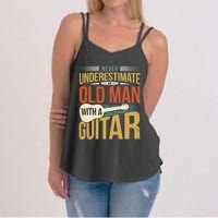 Old Man Guitar Player Saying Father Grandpa Man Guitarist Women's Strappy Tank