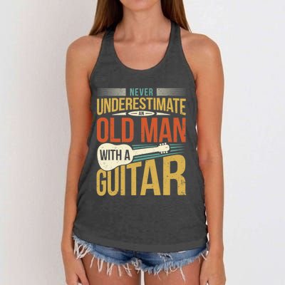 Old Man Guitar Player Saying Father Grandpa Man Guitarist Women's Knotted Racerback Tank