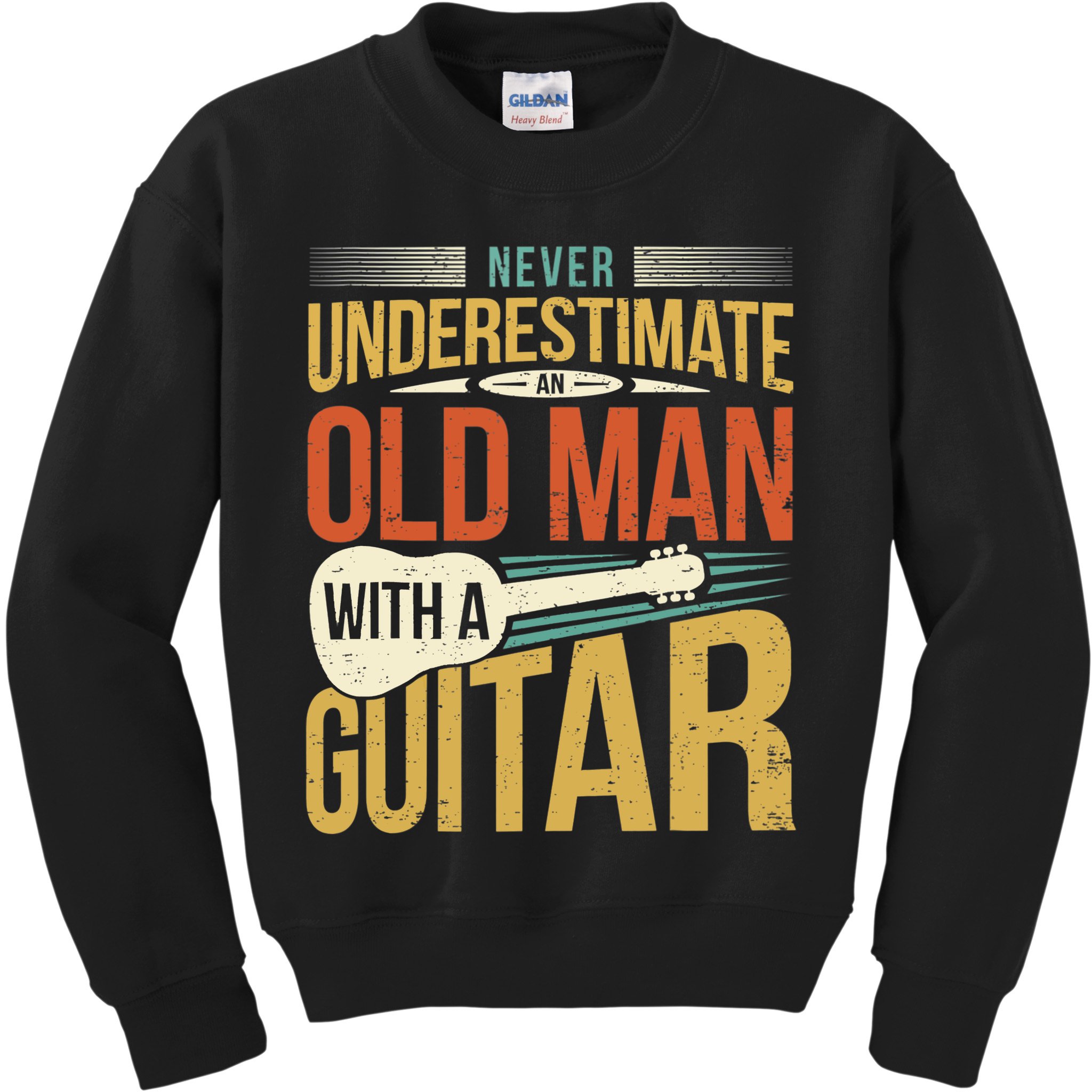 Old Man Guitar Player Saying Father Grandpa Man Guitarist Kids Sweatshirt