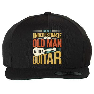 Old Man Guitar Player Saying Father Grandpa Man Guitarist Wool Snapback Cap