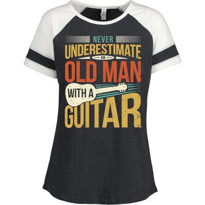 Old Man Guitar Player Saying Father Grandpa Man Guitarist Enza Ladies Jersey Colorblock Tee