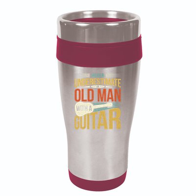 Old Man Guitar Player Saying Father Grandpa Man Guitarist 16oz Travel Tumbler