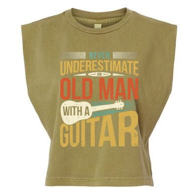 Old Man Guitar Player Saying Father Grandpa Man Guitarist Garment-Dyed Women's Muscle Tee