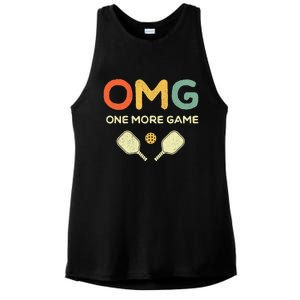 One More Game OMG Retro Funny Pickleball Lover Pickle Ball Ladies PosiCharge Tri-Blend Wicking Tank