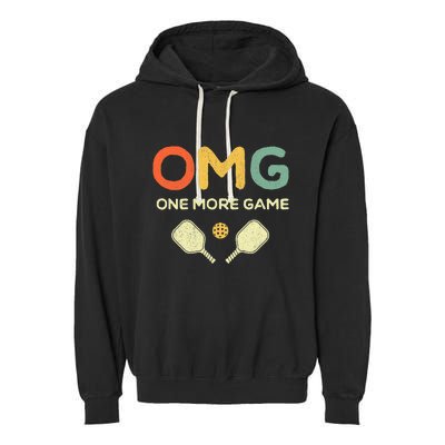 One More Game OMG Retro Funny Pickleball Lover Pickle Ball Garment-Dyed Fleece Hoodie