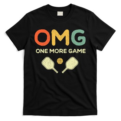 One More Game OMG Retro Funny Pickleball Lover Pickle Ball T-Shirt