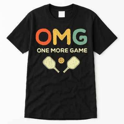 One More Game OMG Retro Funny Pickleball Lover Pickle Ball Tall T-Shirt