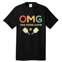 One More Game OMG Retro Funny Pickleball Lover Pickle Ball Tall T-Shirt