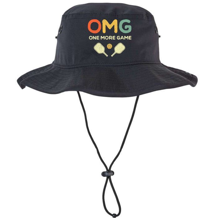 One More Game OMG Retro Funny Pickleball Lover Pickle Ball Bucket Hat